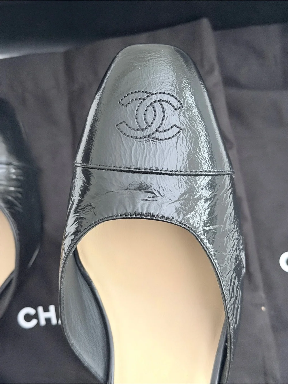 Authentic CHANEL Black Mary Janes 42